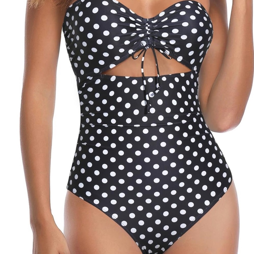 New Black and White Polka Dot Swimsuit